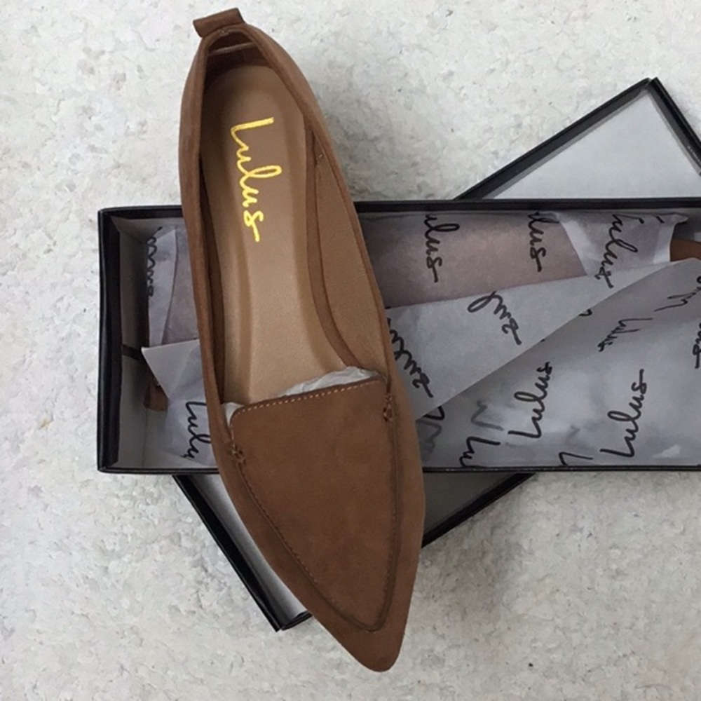 Lulus - Emmy Camel Suede Pointed Loafers